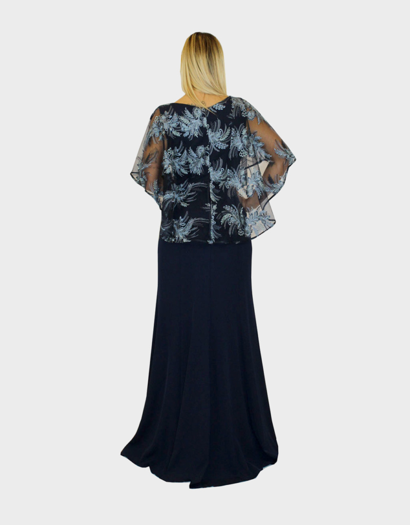 Abito lungo blu e polvere- Sharon - immagine 4