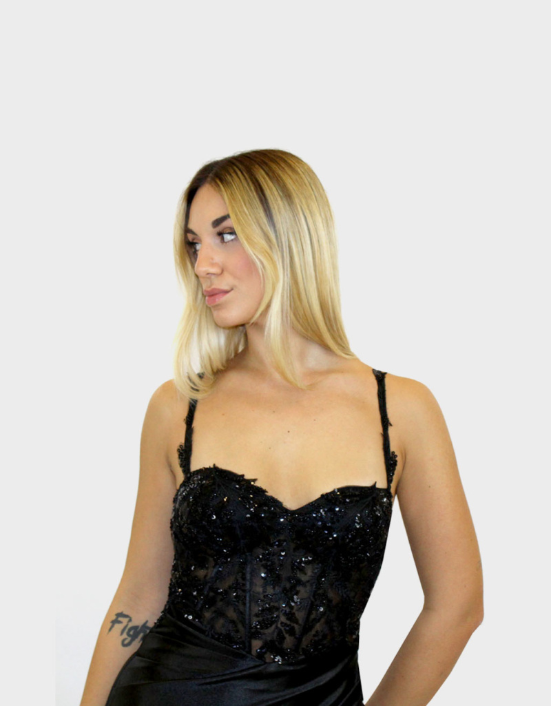 Abito lungo nero- Elizabeth Moda - immagine 3