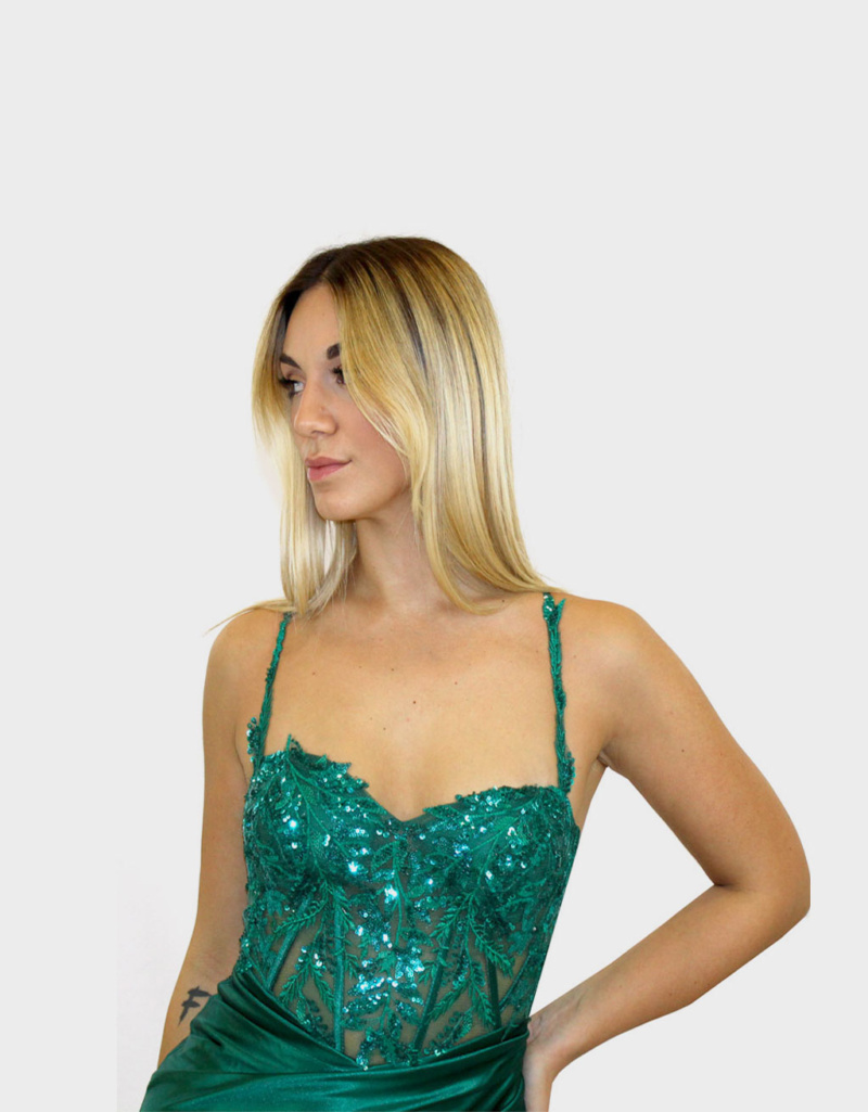 Abito lungo verde- Elizabeth Moda - immagine 3