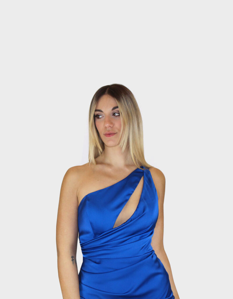 Abito monospalla blu cobalto- Ludovica Hassler - immagine 3