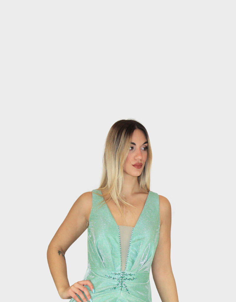 Abito lungo verde- Sharon - immagine 3