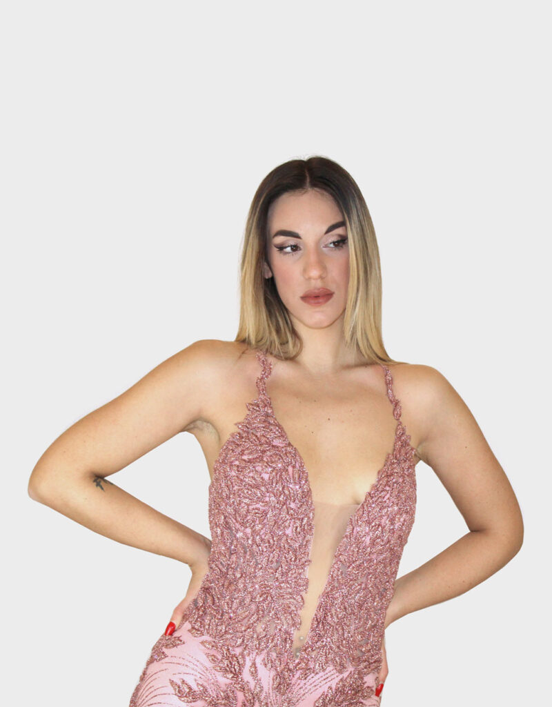 Abito lungo rosa- Elizabeth moda - immagine 3