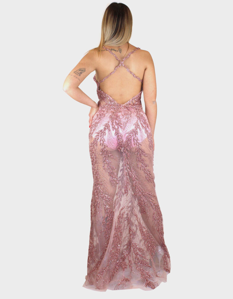 Abito lungo rosa- Elizabeth moda - immagine 4