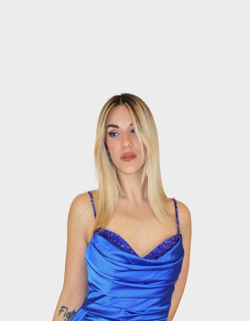 Abito lungo blu cobalto- Elizabeth Moda - immagine 3