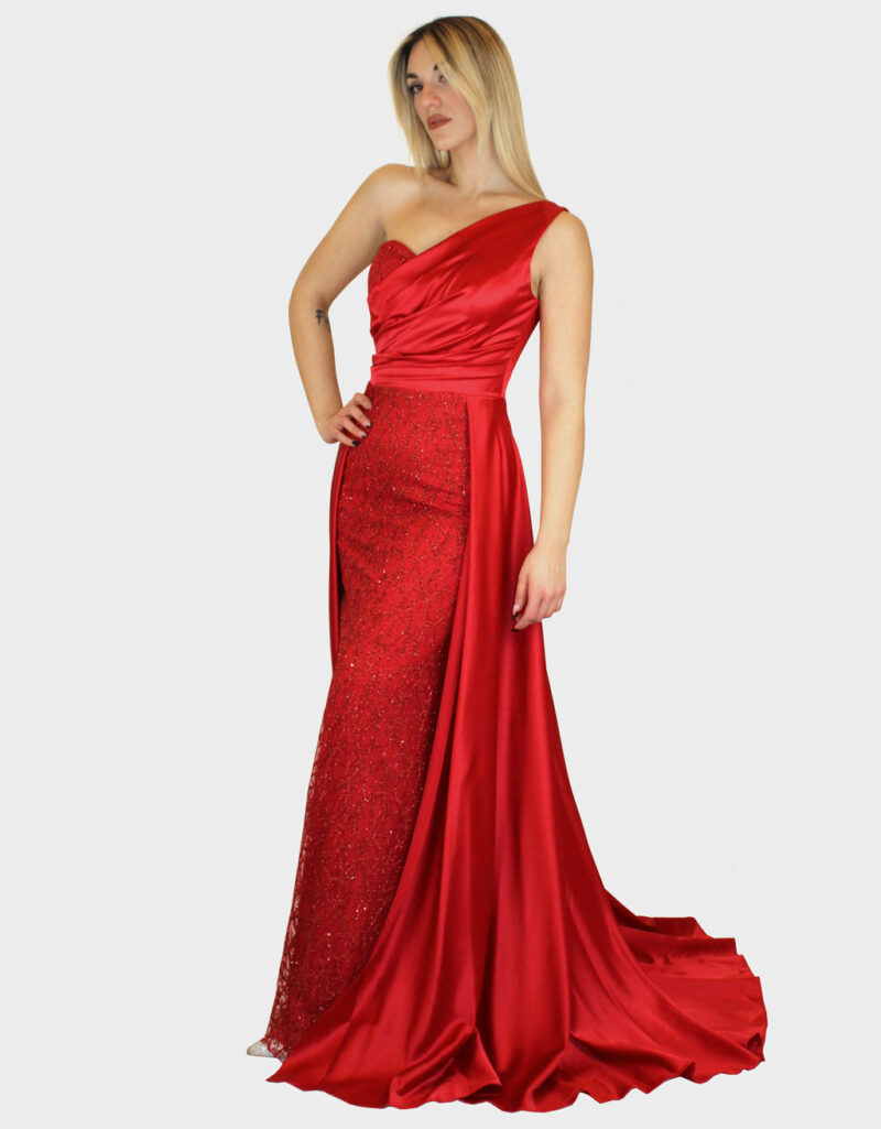 Abito lungo con gonnellone rosso- Elizabeth - immagine 2