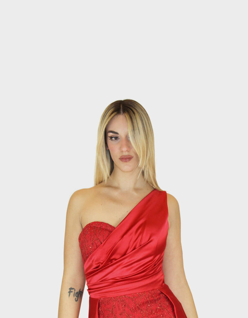 Abito lungo con gonnellone rosso- Elizabeth - immagine 3