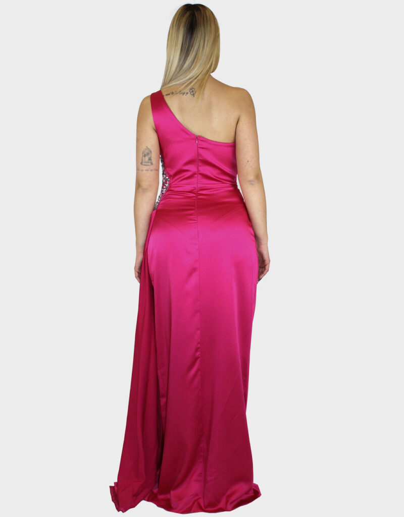 Abito lungo monospalla fucsia- Elizabeth Moda - immagine 4