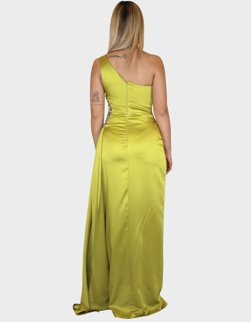 Abito lungo monospalla verde acido- Elizabeth Moda - immagine 4
