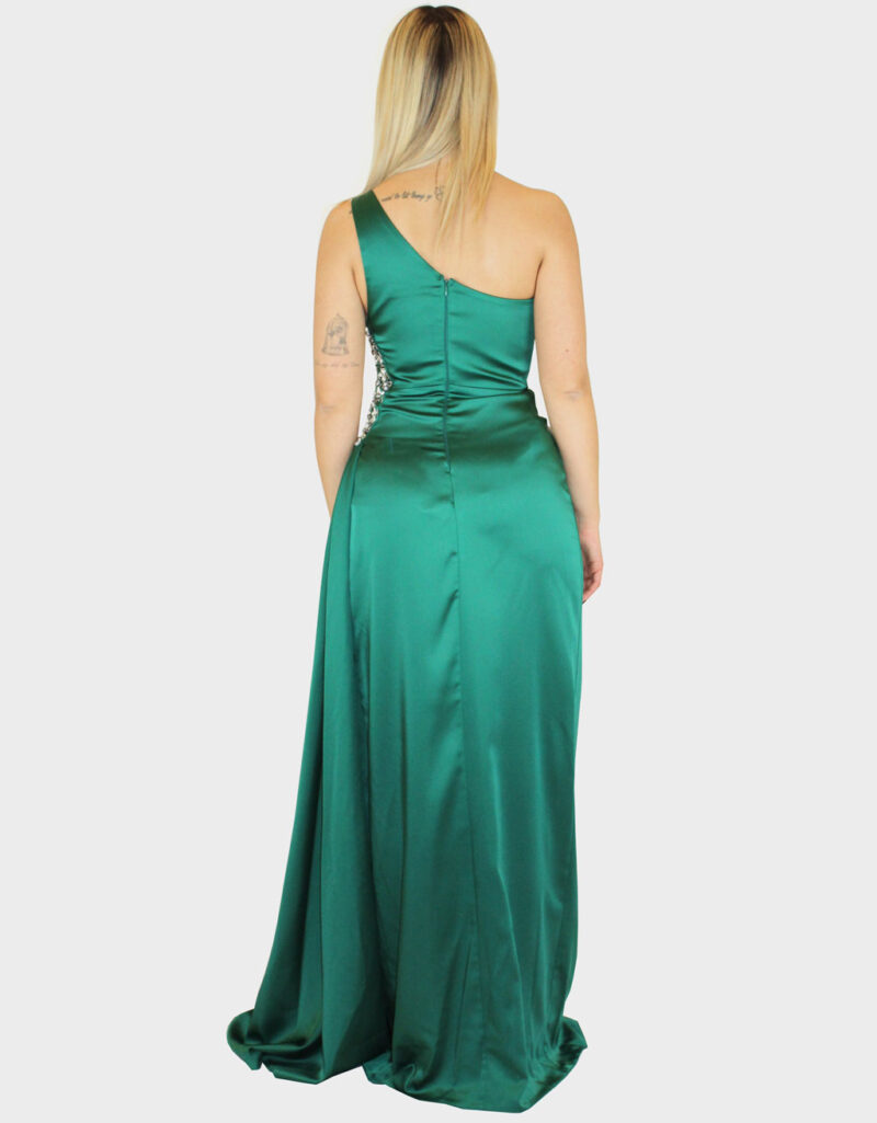 Abito lungo monospalla verde bottiglia- Elizabeth Moda - immagine 4