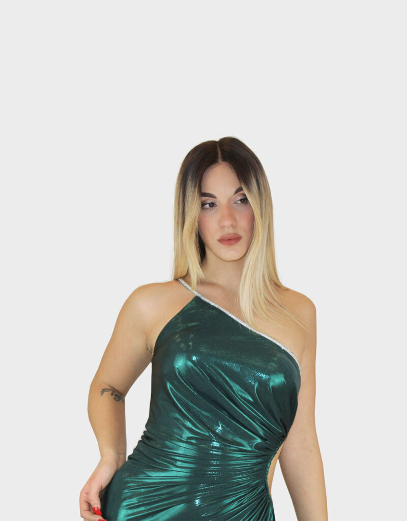 Abito monospalla verde- Elizabeth Moda - immagine 3