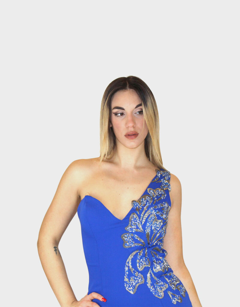 Abito lungo blu cobalto- Elizabeth Moda - immagine 3