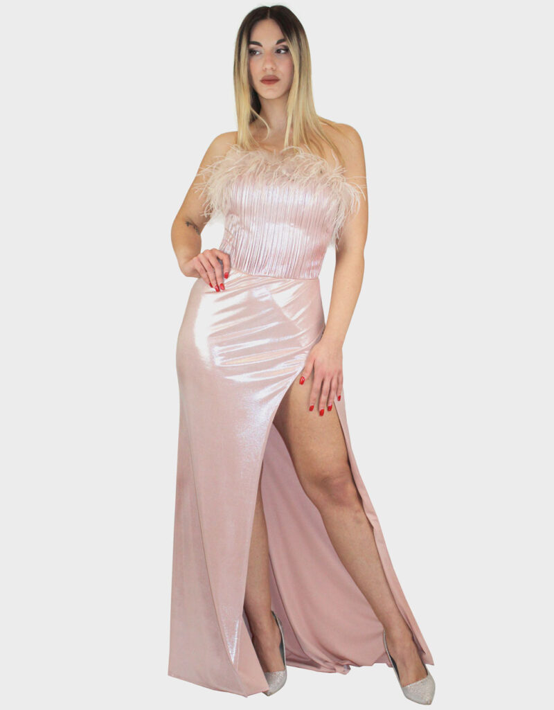 Abito placcato rosa- Elizabeth Moda