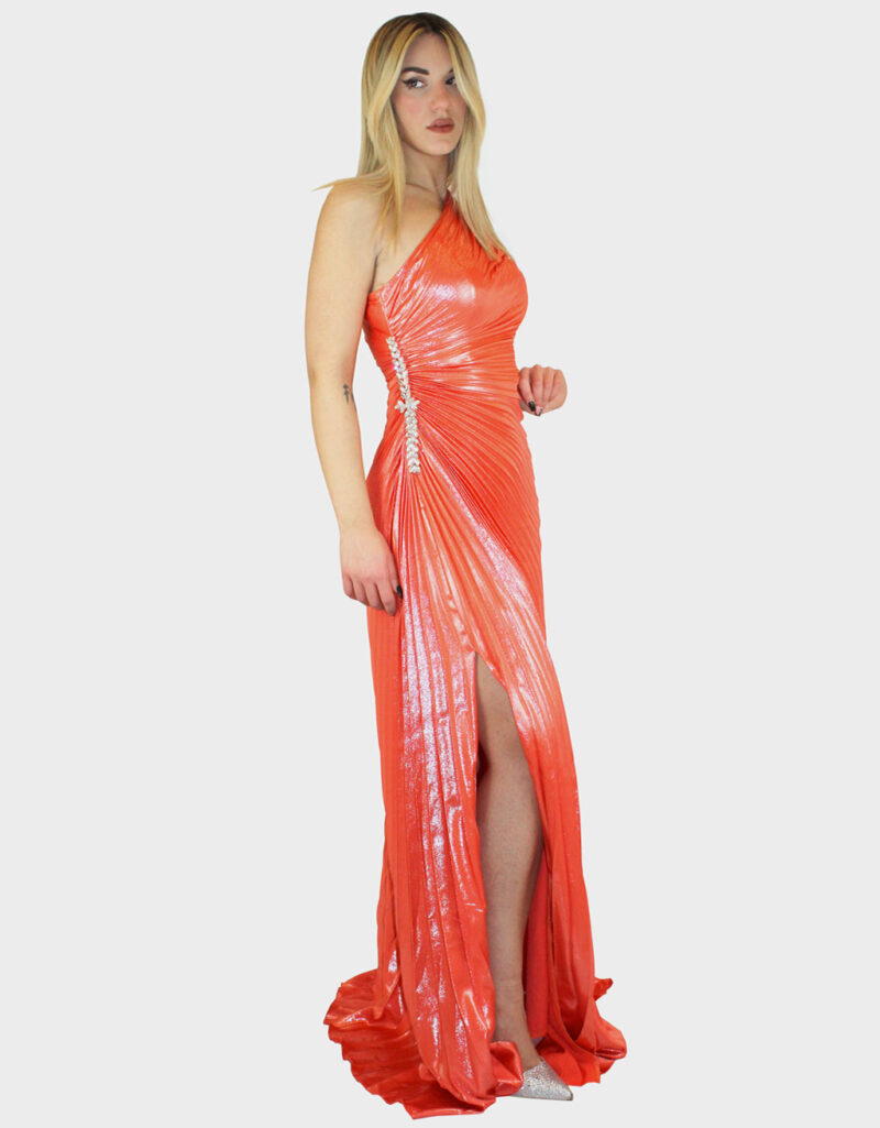 Abito lungo placcato corallo- Elizabeth Moda - immagine 2