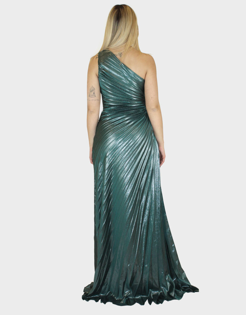 Abito lungo placcato verde bottiglia- Elizabeth Moda - immagine 4