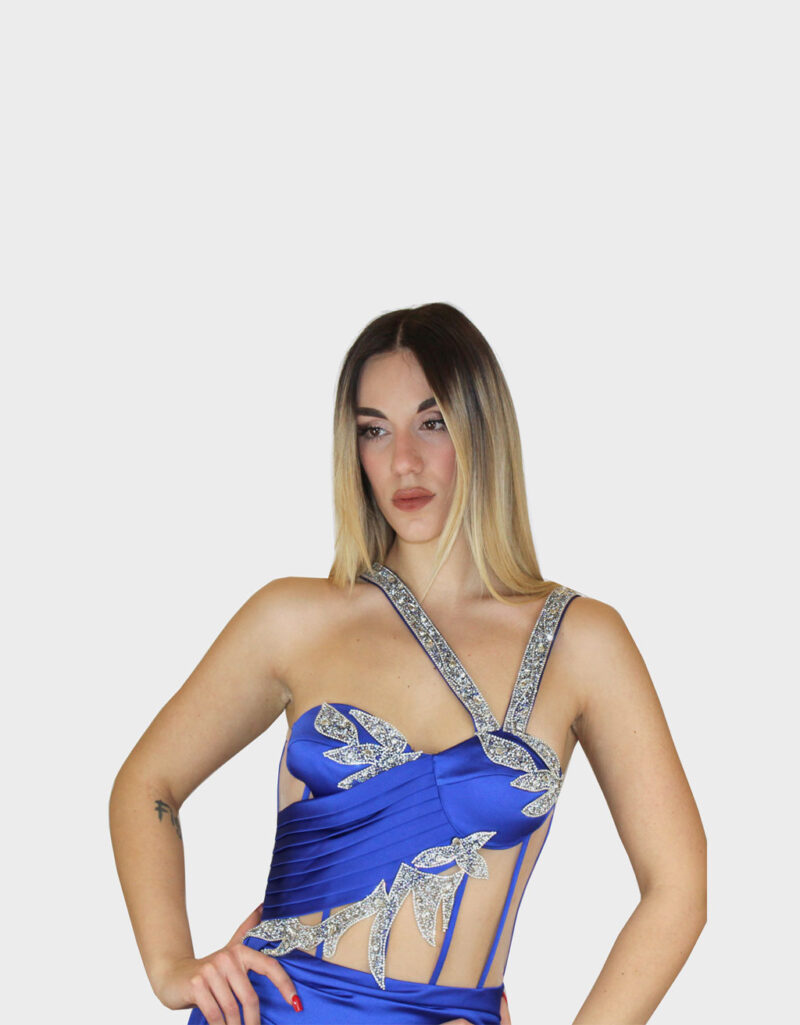 Abito lungo blu cobalto - Elizabeth Moda - immagine 3