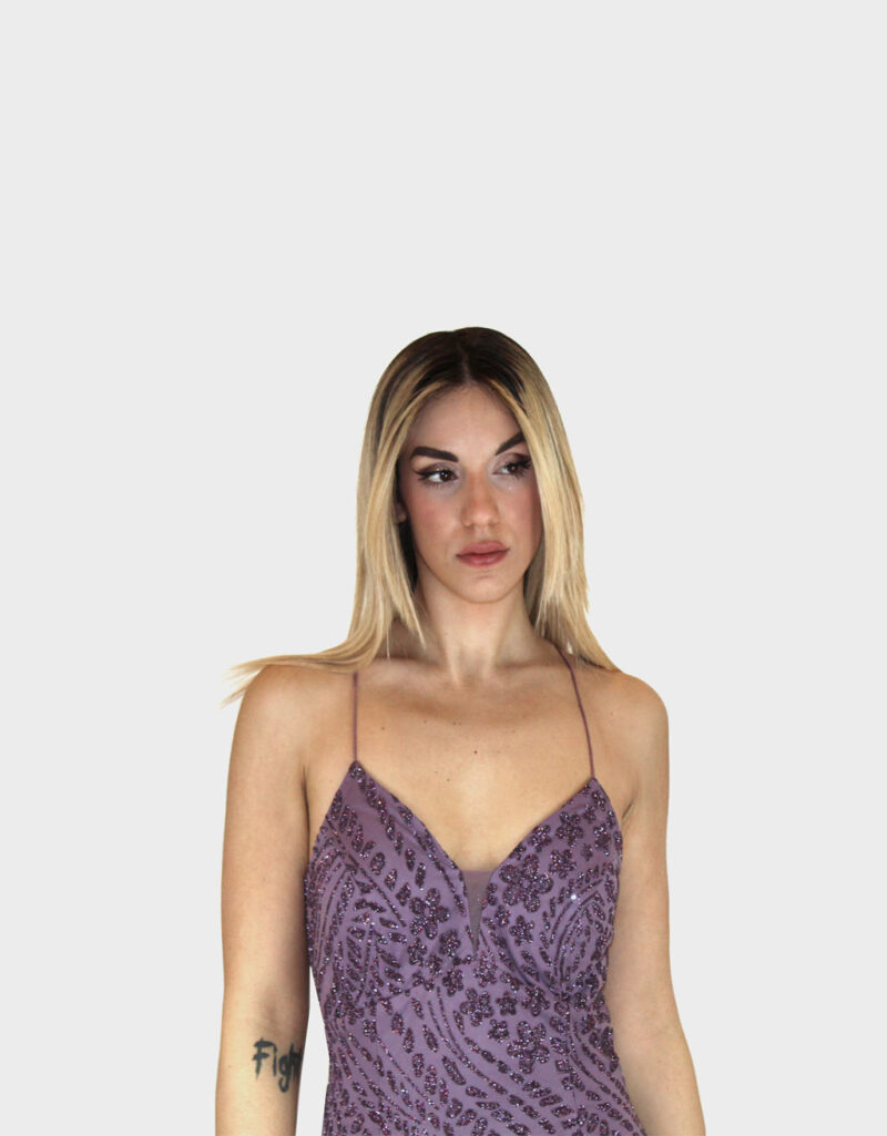 Abito lungo viola- Elizabeth Moda - immagine 3