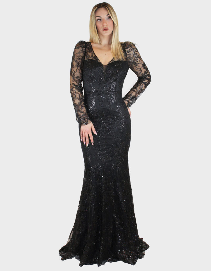 abito-lungo-nero-elizabeth-moda