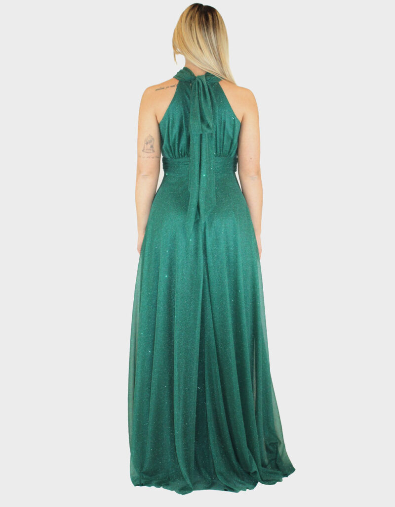 Abito con scollo all'americana verde- Elizabeth Moda - immagine 4