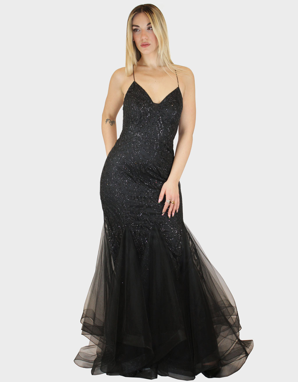 Vestito nero lungo a sirena new arrivals