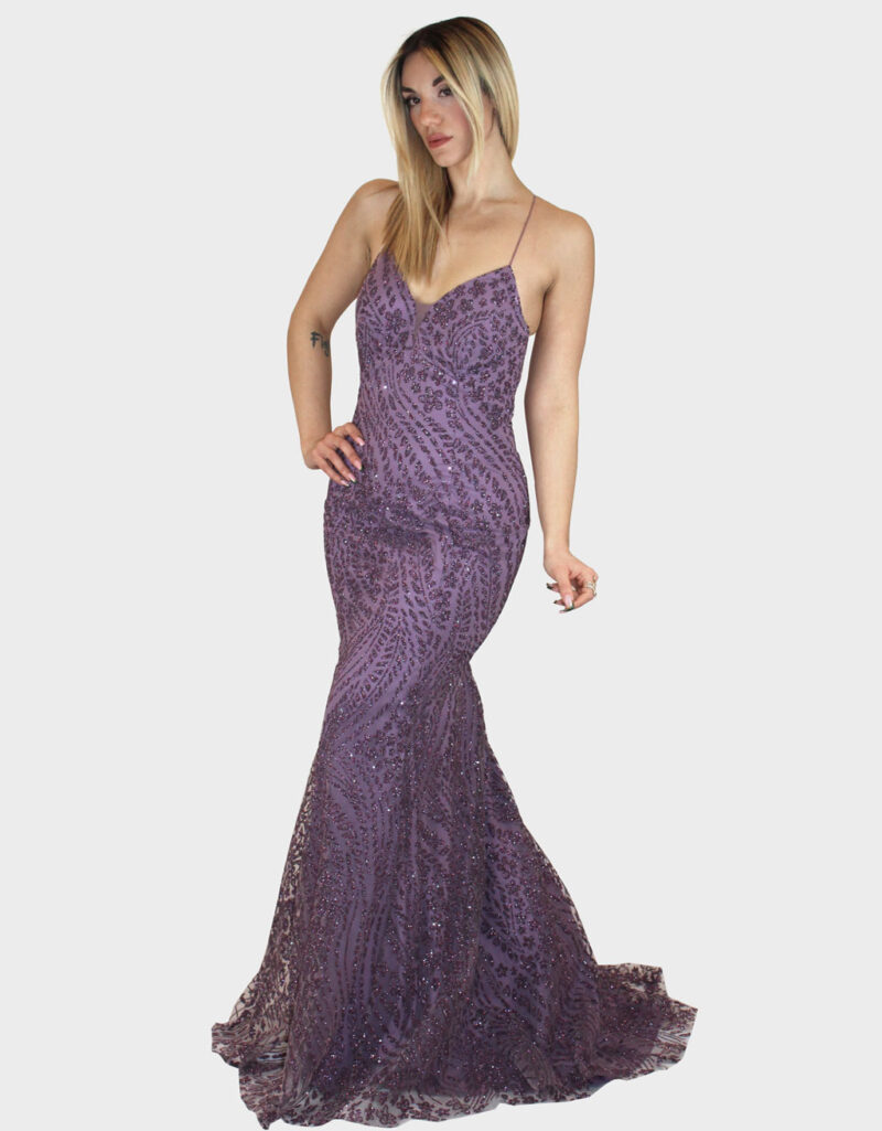Abito lungo viola- Elizabeth Moda - immagine 2