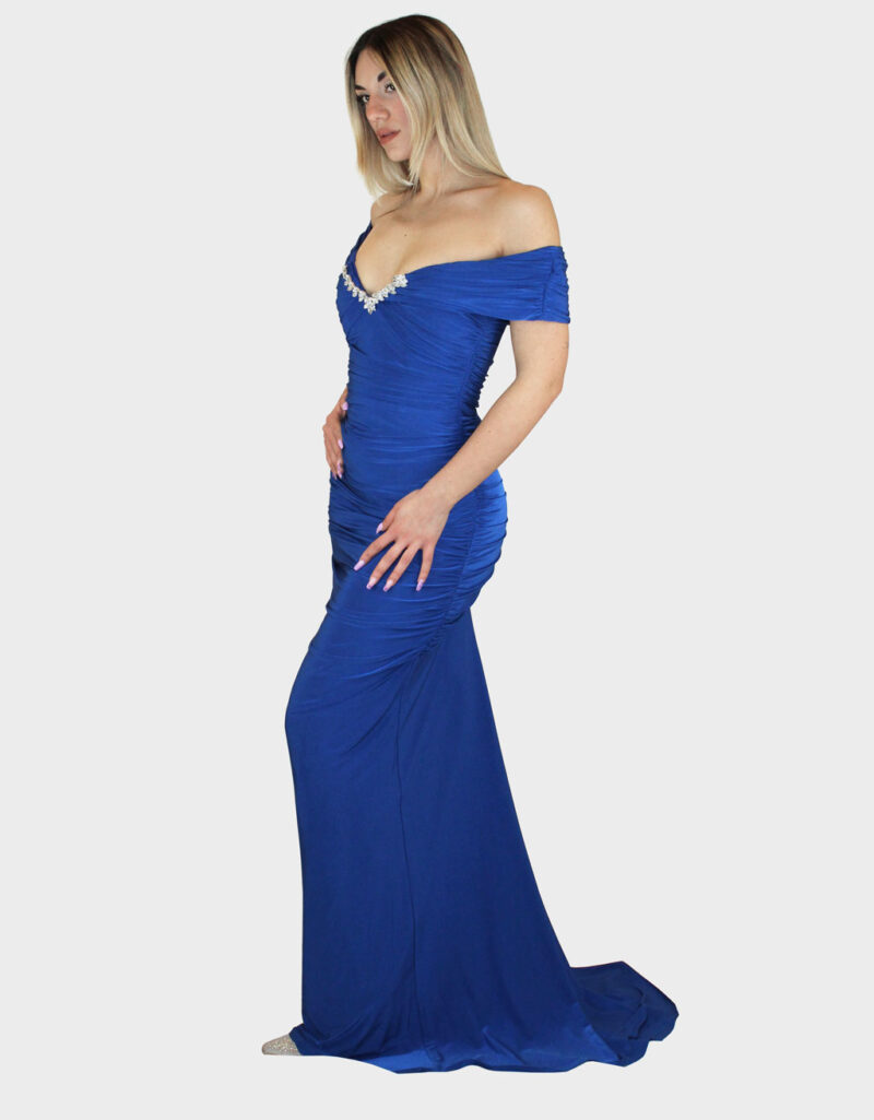 Abito lungo blu cobalto - Elizabeth Moda - immagine 2