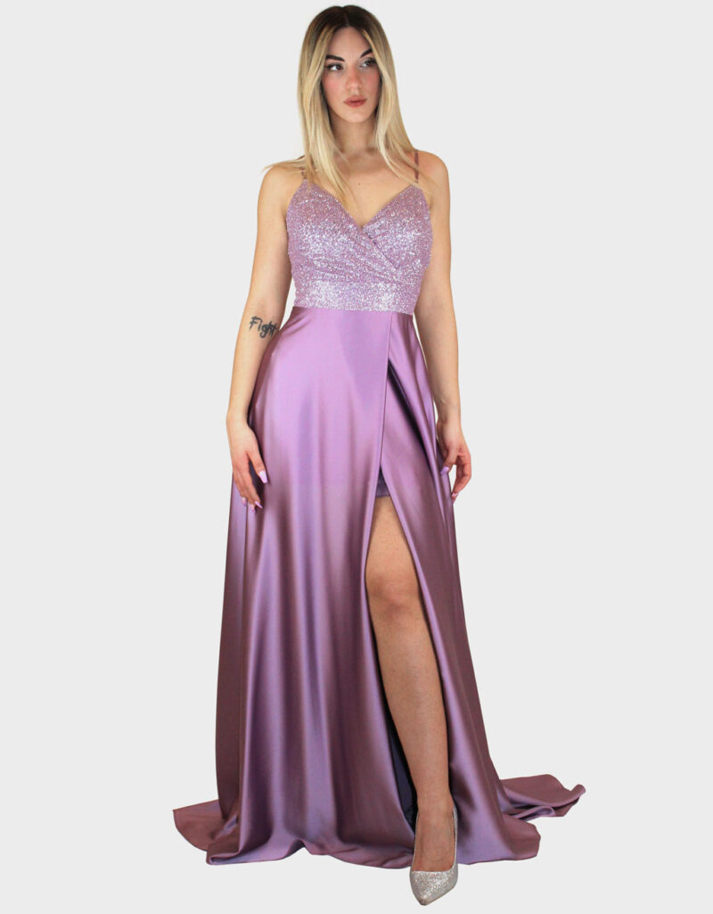 Abito lungo glicine- Elizabeth Moda