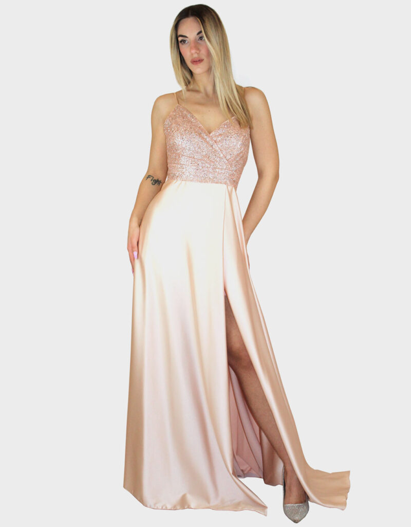 Abito lungo nude- Elizabeth Moda