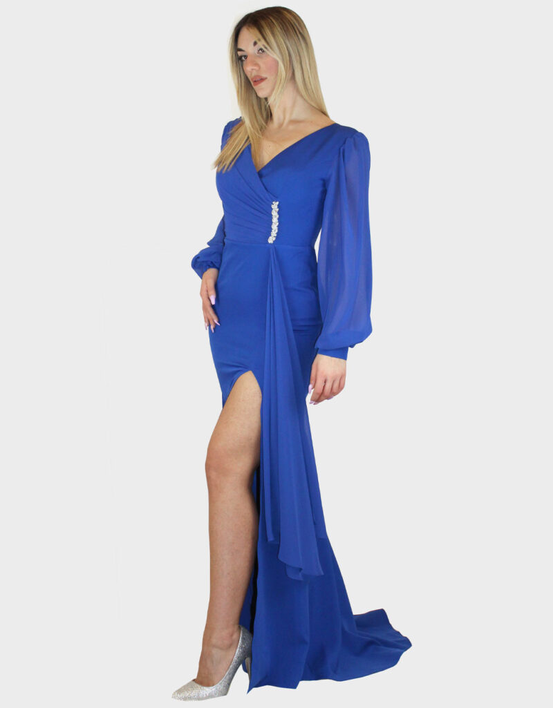 Abito lungo blu cobalto- Elizabeth Moda - immagine 2