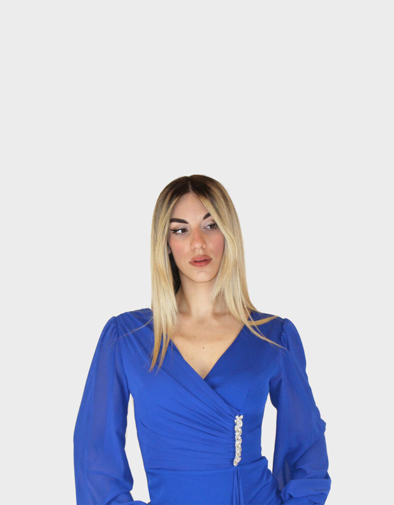 Abito lungo blu cobalto- Elizabeth Moda - immagine 3
