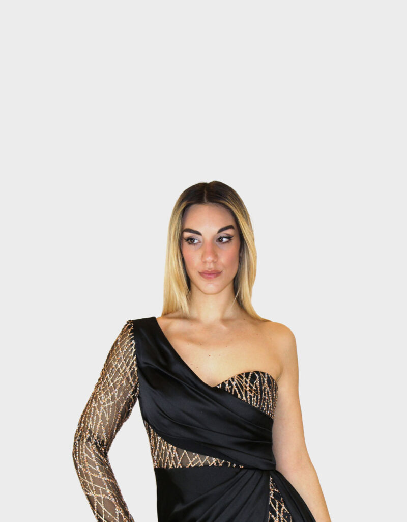 Abito lungo nero- Elizabeth Moda - immagine 3