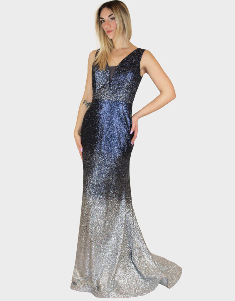 Abito lungo sfumato blu- Elizabeth Moda - immagine 2