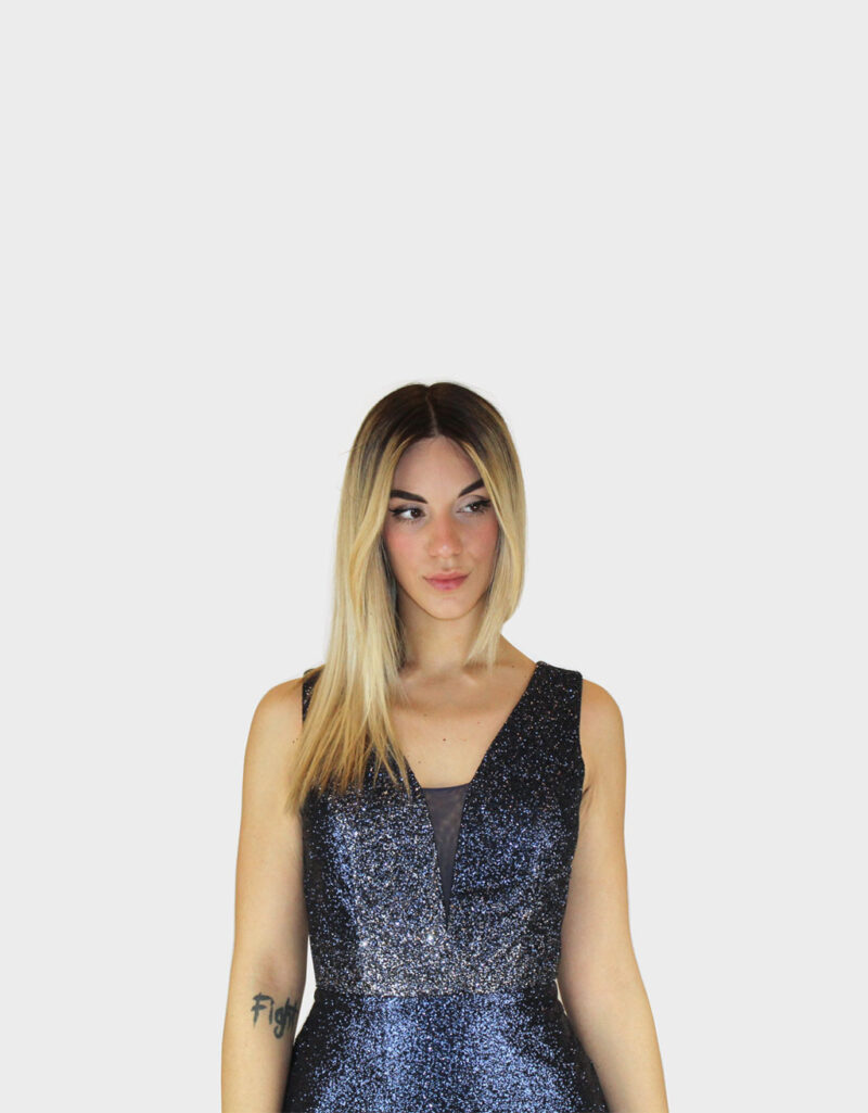 Abito lungo sfumato blu- Elizabeth Moda - immagine 3