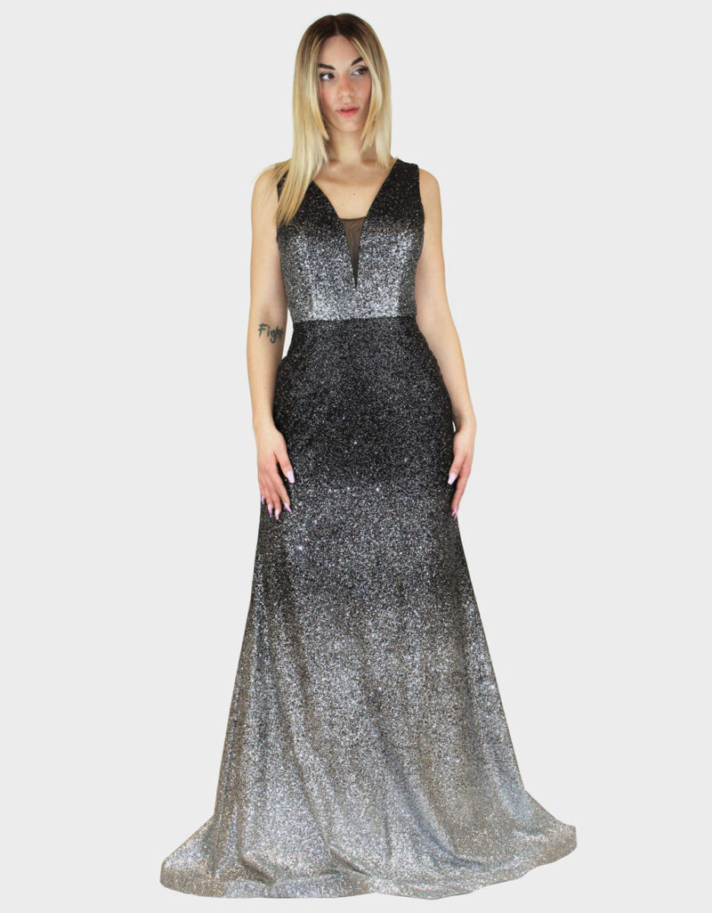 Abito lungo sfumato nero- Elizabeth Moda