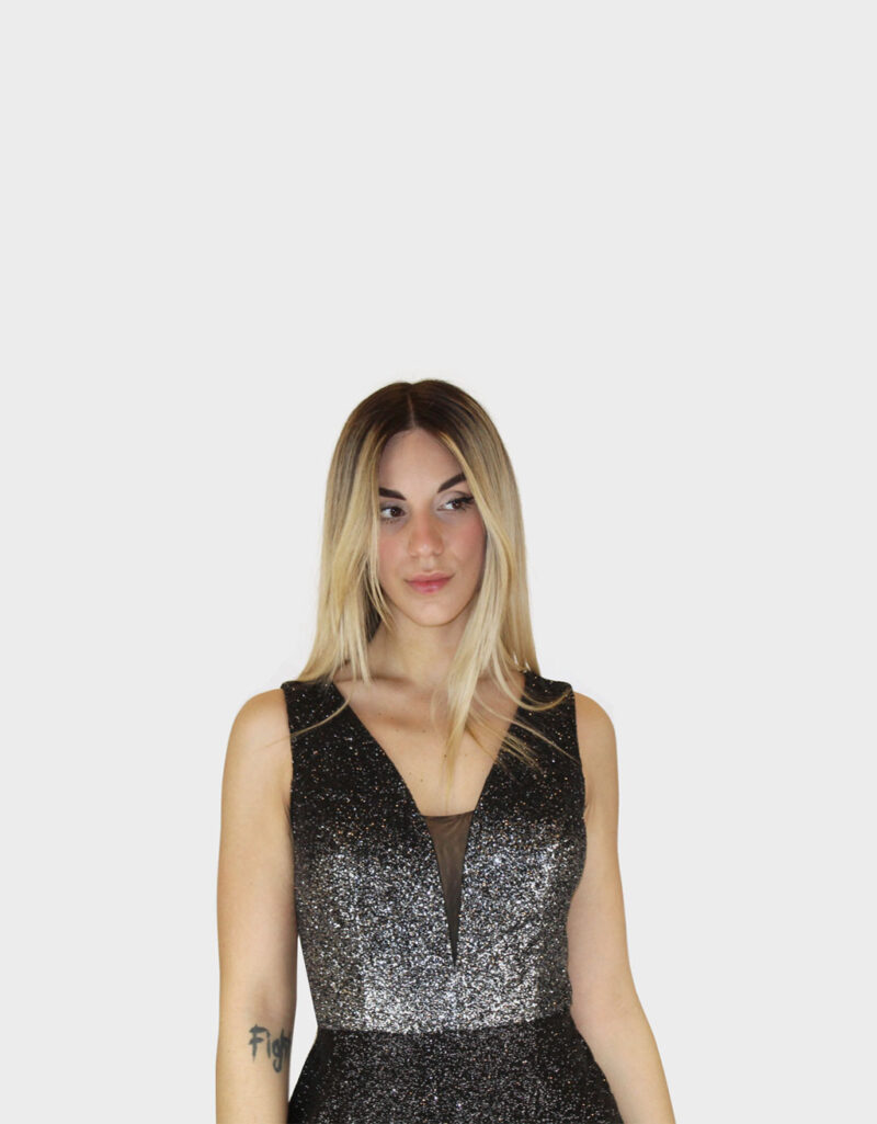 Abito lungo sfumato nero- Elizabeth Moda - immagine 3