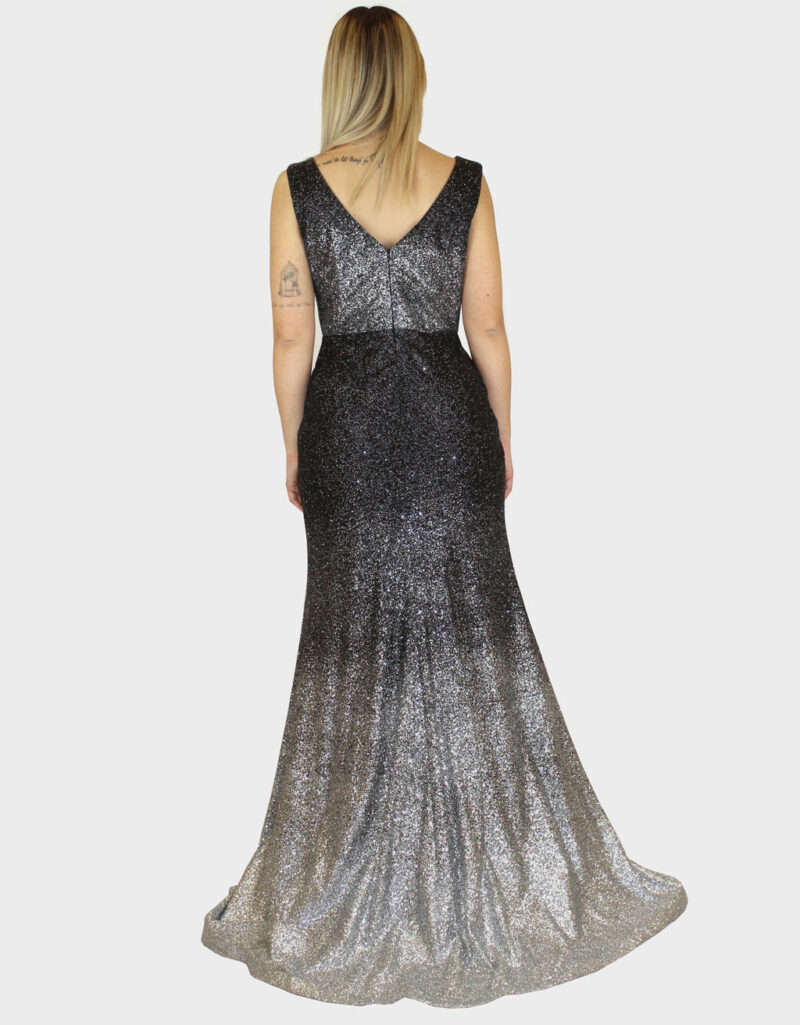 Abito lungo sfumato nero- Elizabeth Moda - immagine 4