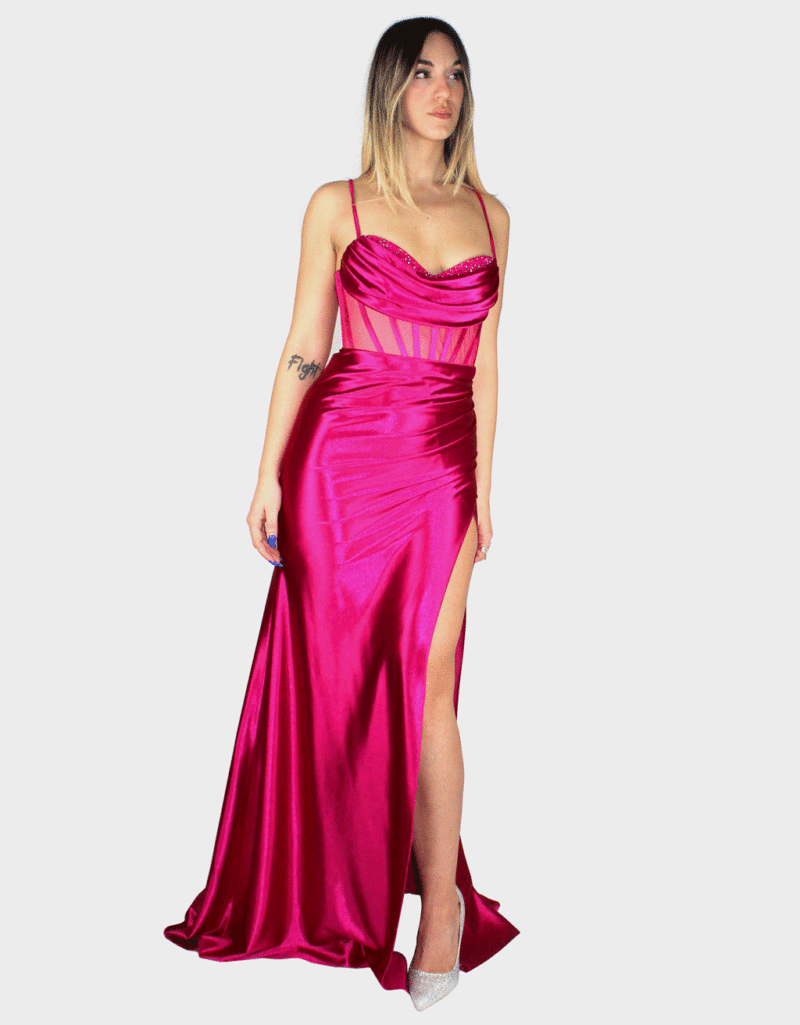 Abito lungo fucsia - Elizabeth Moda