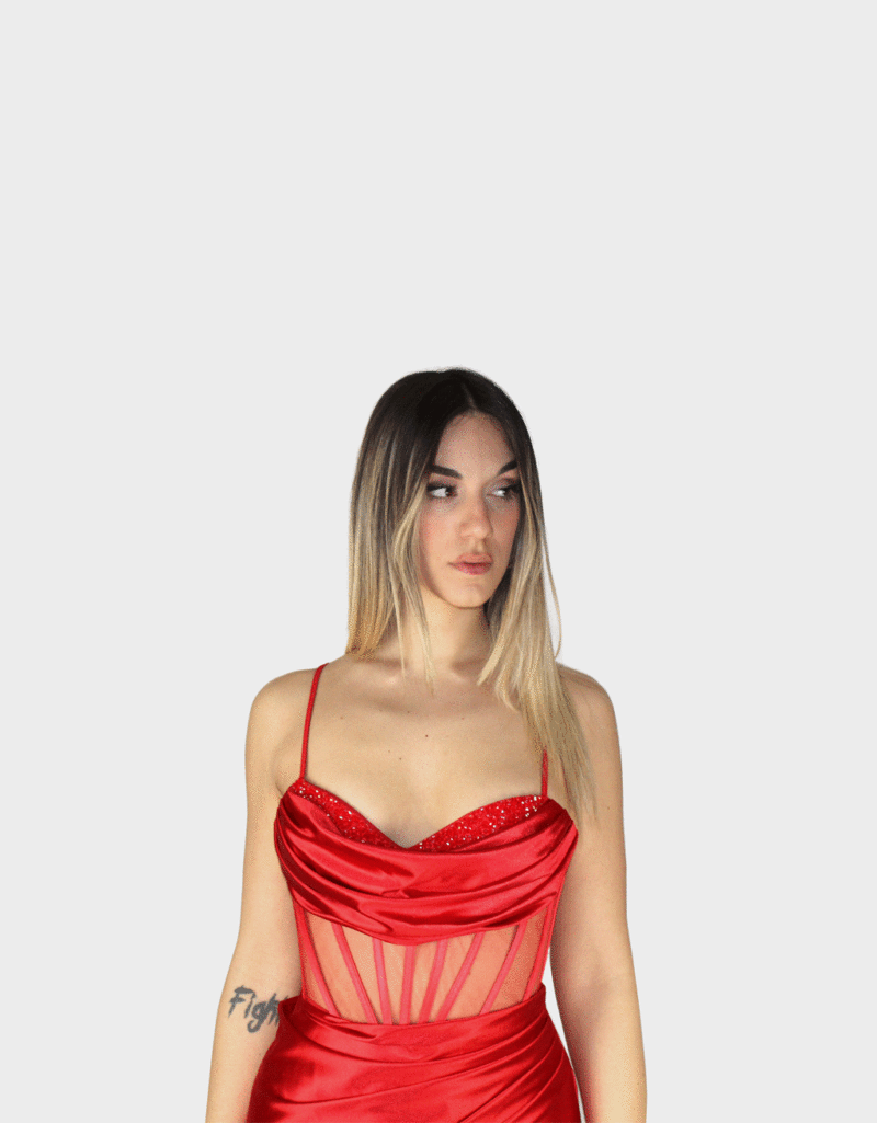 Abito lungo rosso - Elizabeth Moda - immagine 3