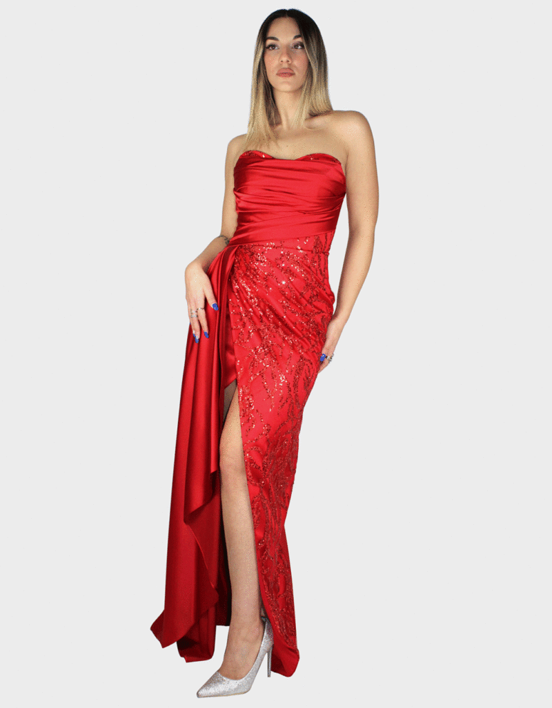 Abito lungo rosso - Elizabeth Moda