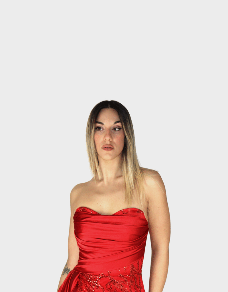 Abito lungo rosso - Elizabeth Moda - immagine 3
