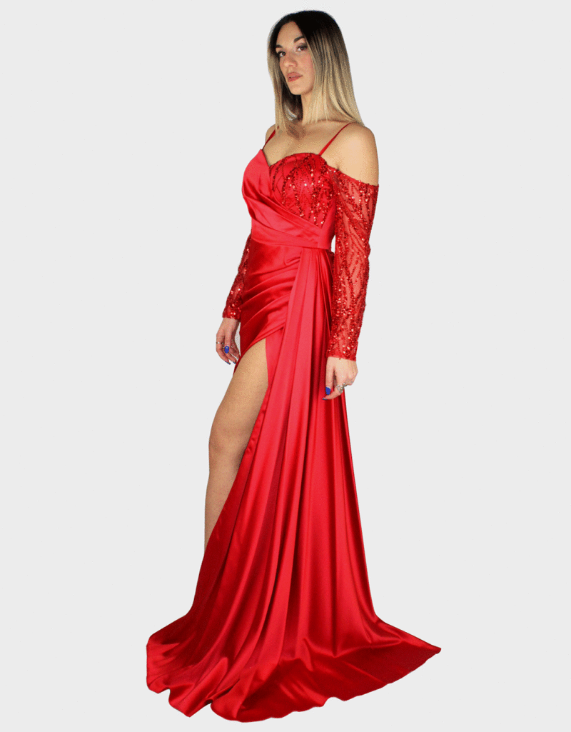 Abito lungo rosso - Elizabeth Moda - immagine 2