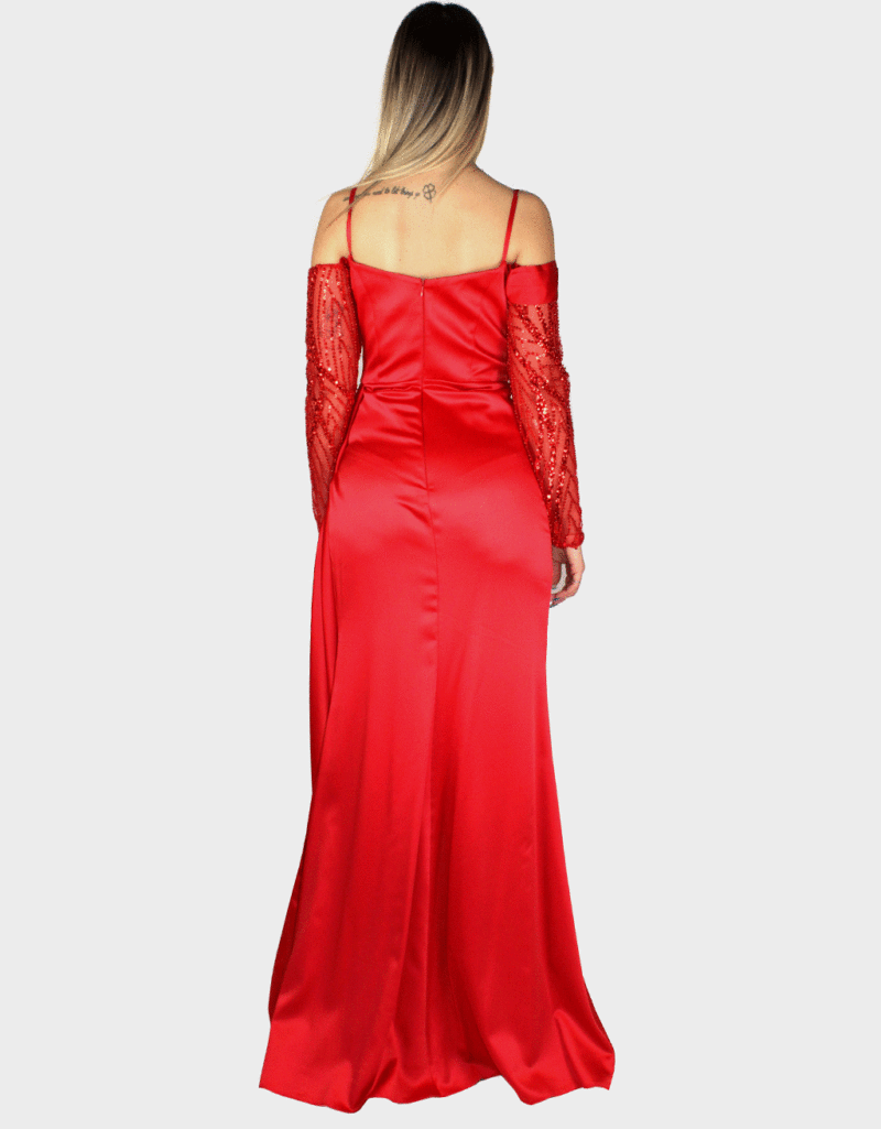 Abito lungo rosso - Elizabeth Moda - immagine 4