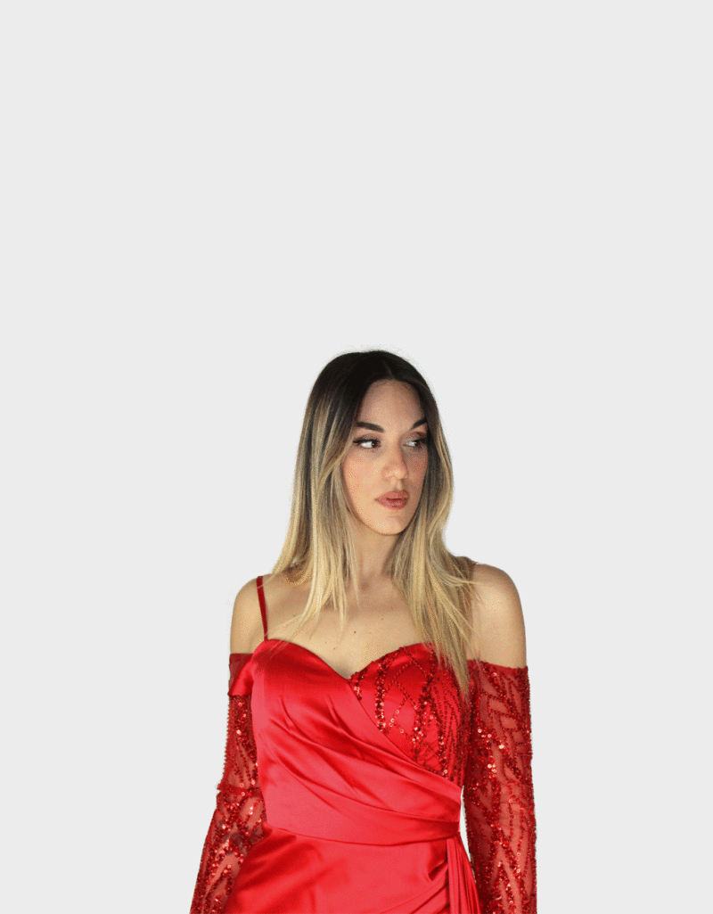 Abito lungo rosso - Elizabeth Moda - immagine 3