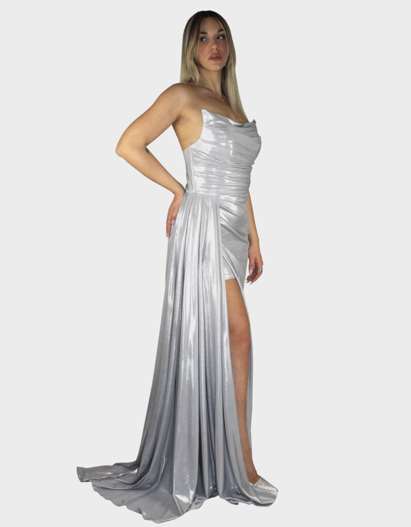 Abito lungo argento - Elizabeth Moda - immagine 2