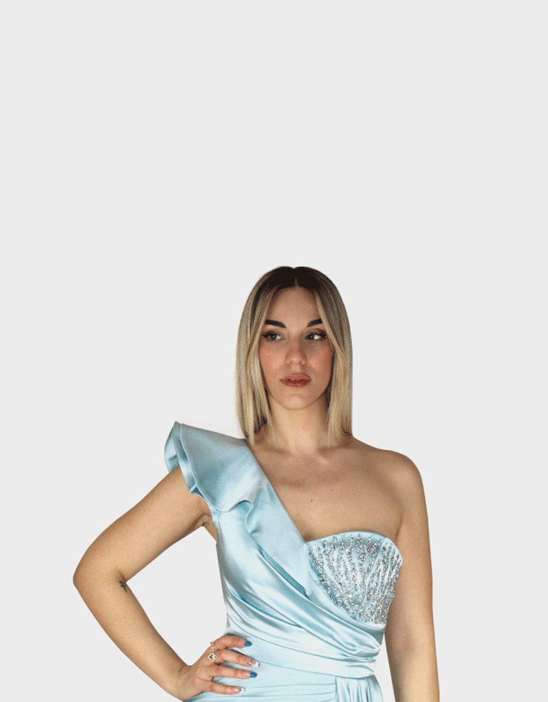 Abito lungo azzurro - Elizabeth Moda - immagine 3
