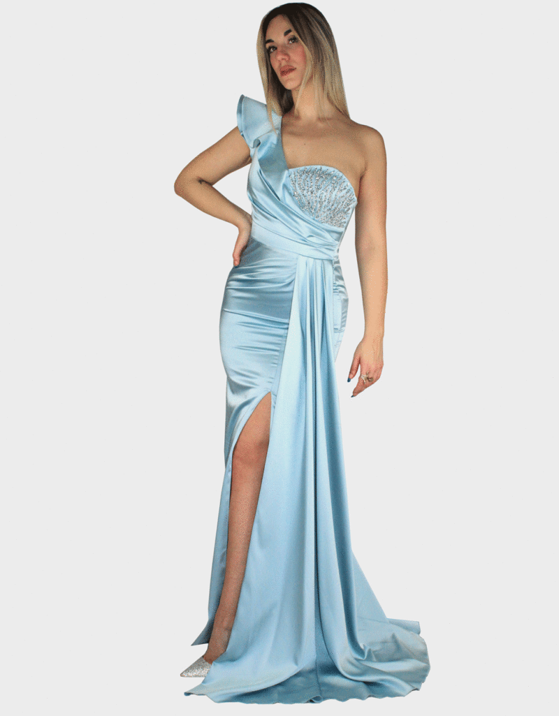 Abito lungo azzurro - Elizabeth Moda - immagine 2