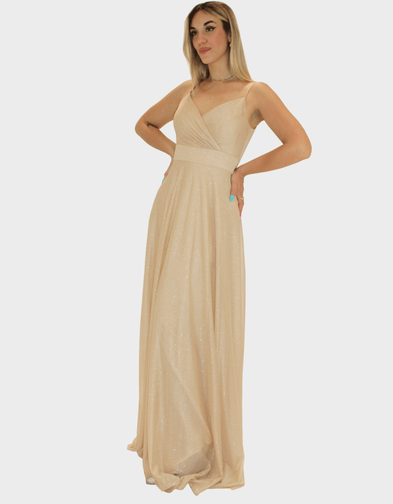Abito lungo oro glitter - Elizabeth Moda - immagine 2