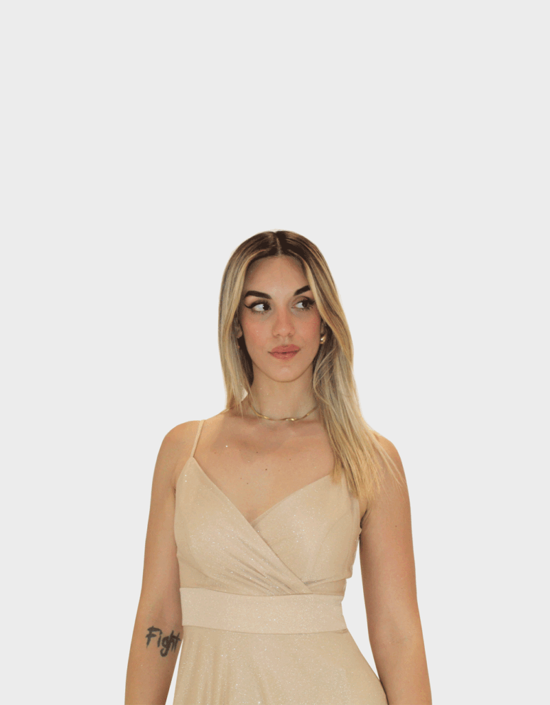 Abito lungo oro glitter - Elizabeth Moda - immagine 3
