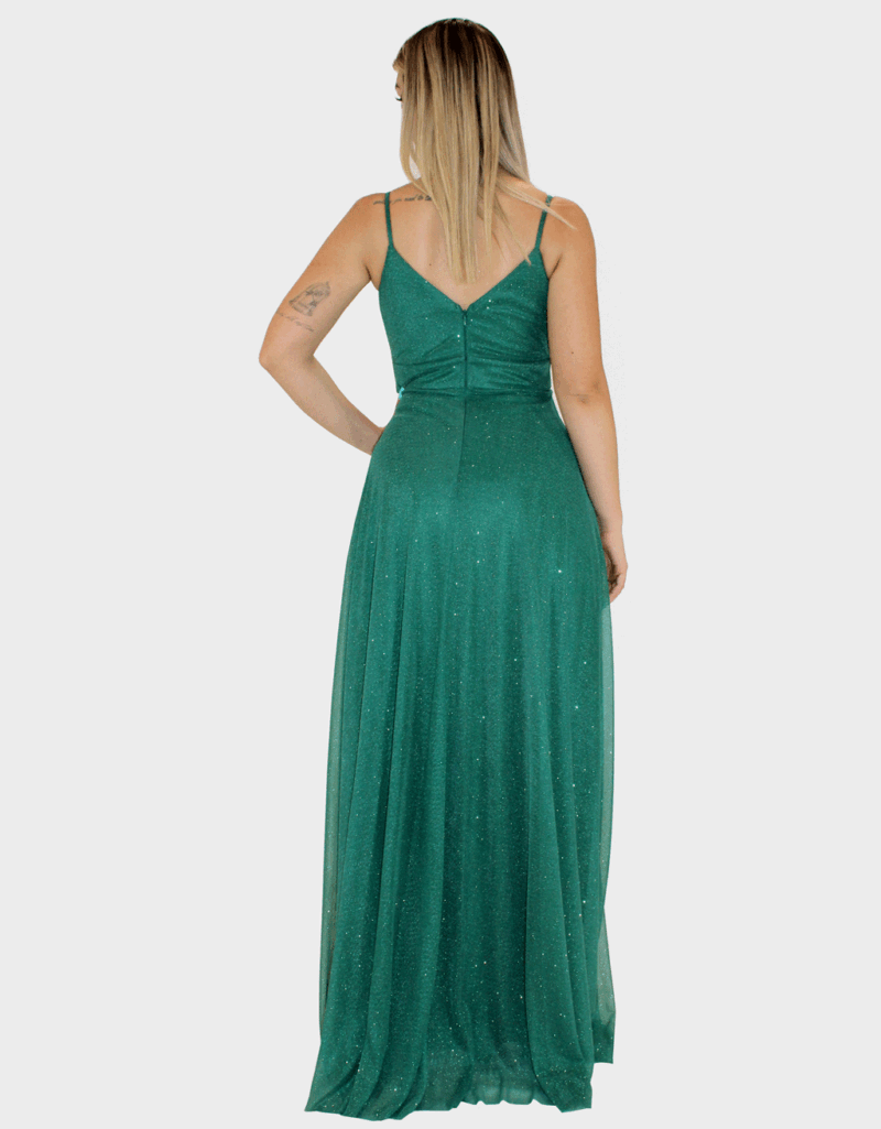 Abito lungo verde glitter - Elizabeth Moda - immagine 4