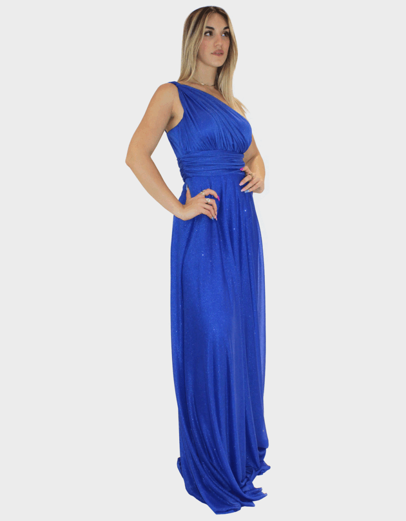 Abito lungo blu glitter - Elizabeth Moda - immagine 2