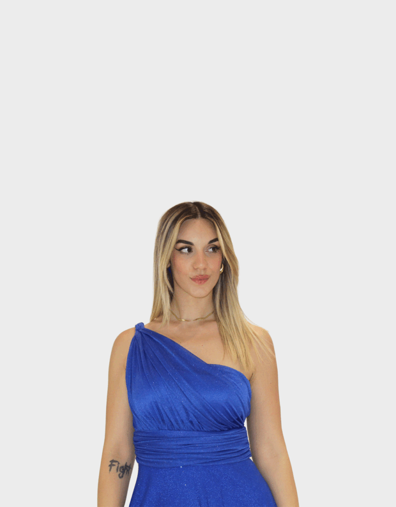 Abito lungo blu glitter - Elizabeth Moda - immagine 3